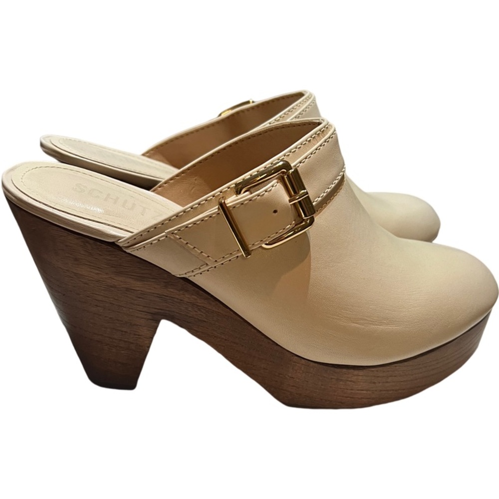 New Schutz Nikyta Leather Buckle Platform Clog size 8.5